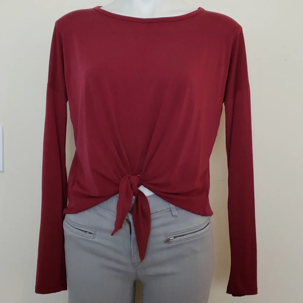 Lavender Field Tie Front Long Sleeve Top